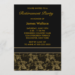 Convites Festa de Aposentadoria em Mármore Preto