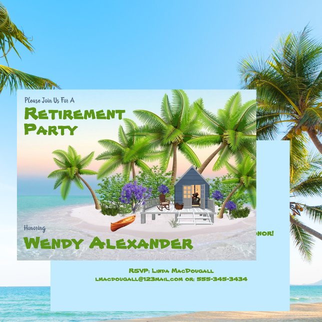 Convites Festa de aposentadoria - Férias divertidas (Retirement Party - Fun Vacation Invitation)