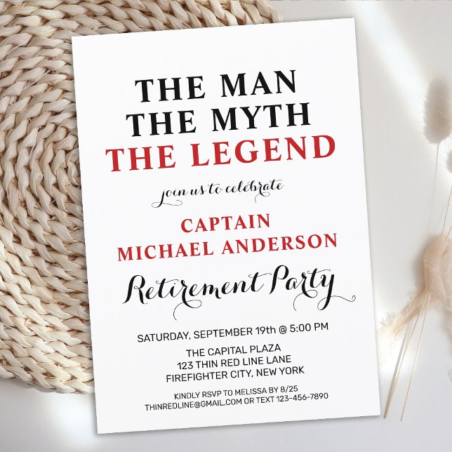 Convites Festa de aposentadoria fina da linha vermelha de l (Criador carregado)