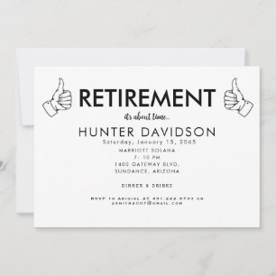 Convites Festa de Aposentadoria "Já passou da hora" B/W