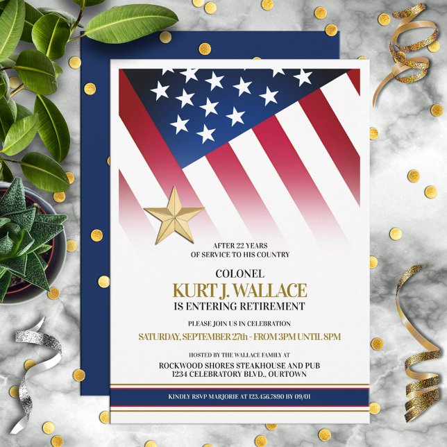 Convites Festa de Aposentadoria Militar Estrela de Ouro (Criador carregado)