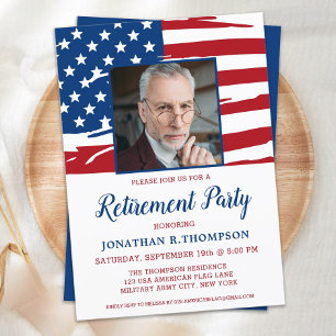 Convites Festa de Aposentadoria Militar Foto Bandeira Ameri