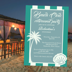 Convites Festa de Aposentadoria no Chic Coastal Stripe Beac