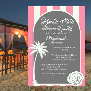 Convites Festa de Aposentadoria no Chic Coastal Stripe Beac