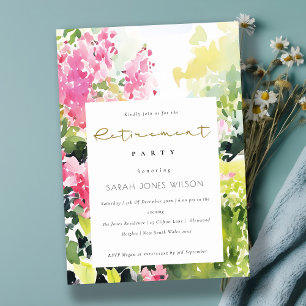 Convites Festa de Aposentadoria Pink Green Tropical Bougain