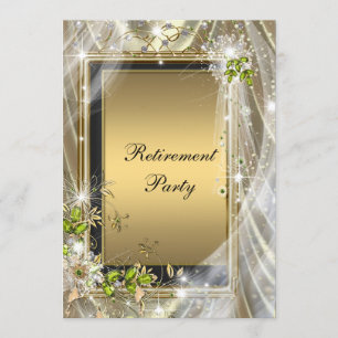 Convites Festa de Aposentadoria Preto e Dourado