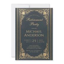 Festa de Aposentadoria Vintage Azul Dourado Elegan