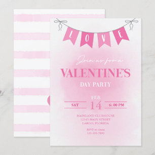 Convites Festa de Aquarela Rosa com Banner de Dia de os nam