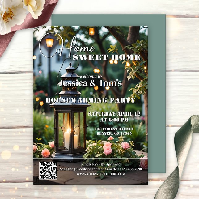 Convites Festa de Aquecimento da Casa da Capa da Revista (Housewarming party invitation in magazine cover style with your custom photo and a QR code template)