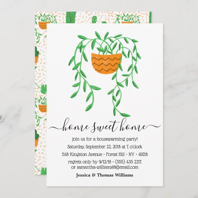 Convites Festa de Aquecimento de Plantas em Casa Potada (Frente/Verso)