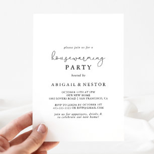 Convites Festa de Aquecimento Doméstico de Caligrafia Simp