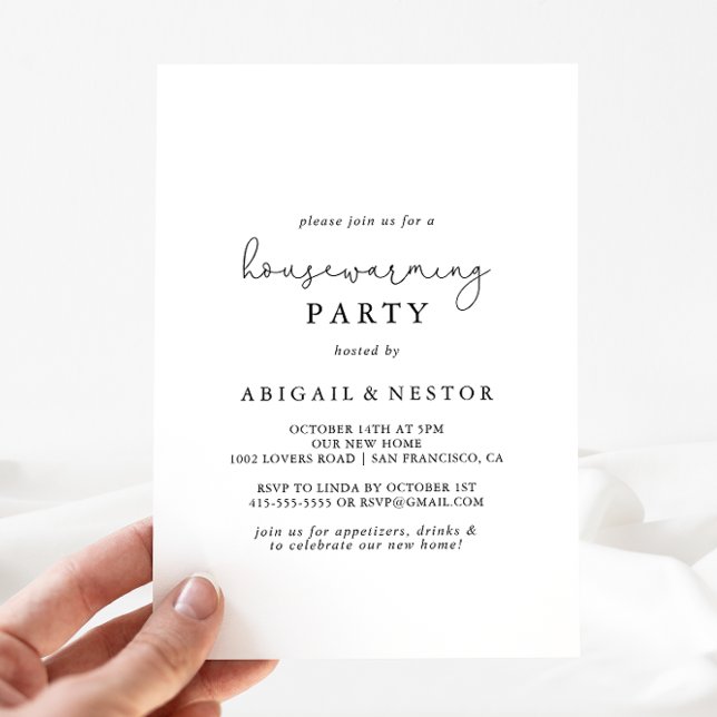 Convites Festa de Aquecimento Doméstico de Caligrafia Simpl (Criador carregado)