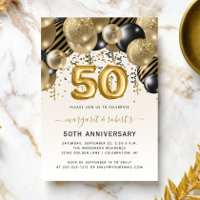 Festa de Arco de Balões Preto e Dourado de 50º Ani