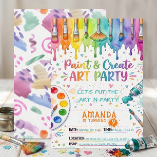 Convites Festa de Arte e Criação de Pintura aquarela de Ani