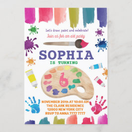 Convites Festa De Arte Vestida Por Um Aniversário De Pintur