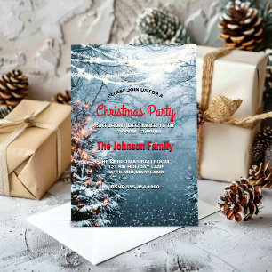 Convites Festa de árvore branca de Natal em floresta Chic