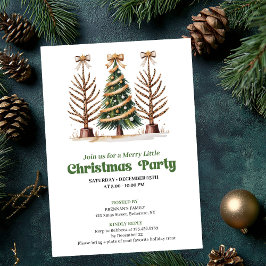 Convites Festa de árvore de Natal com leopardo em aquarela 