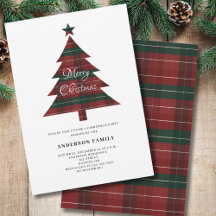 Festa de Árvore de Natal da Xadrez Verde Vermelha