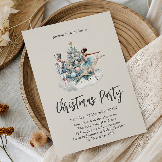 Convites Festa de Árvore de Natal Elegante Nutcracker (Criador carregado)