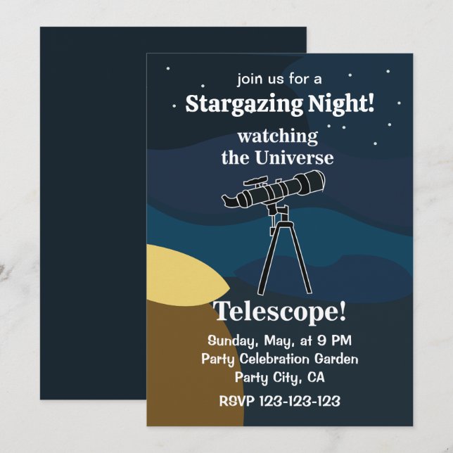 Convites Festa de Astronomia no Céu Noturno com Telescópio (Frente/Verso)