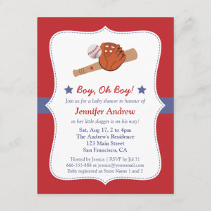 Convites Festa de baby shower do menino Estrela do Beisebol