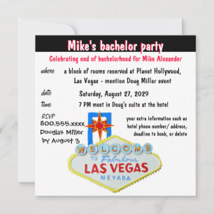 Convites Festa de Bachelor em Las Vegas