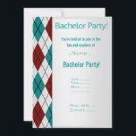 CONVITES FESTA DE BACHELOR VERMELHO MODERNO SILVER VERMELHO<br><div class="desc">PADRÃO MODERNO E MASCULINO PARA FESTA DE BACHELOR</div>