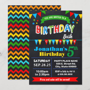 Convites Festa de Balkboard de Birthday Bash