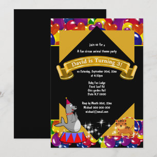 Convites Festa de balões de vedação de tigre giro do circo 