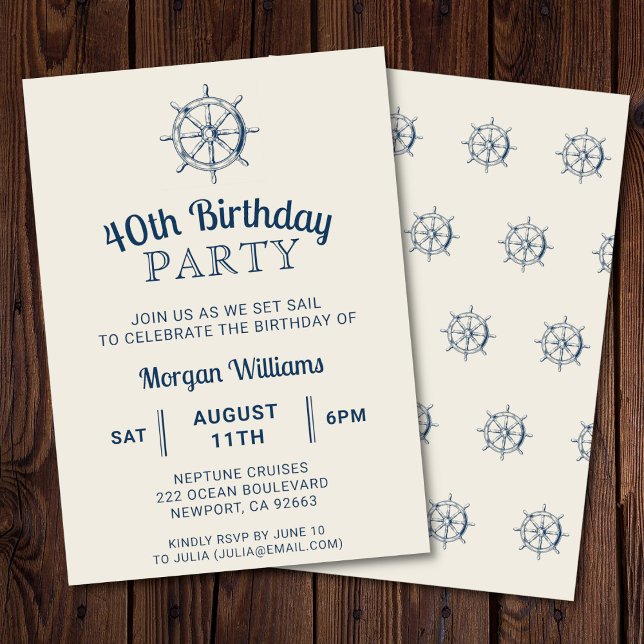 Convites Festa de Barqueiro de Aniversário qualquer Roda Ná (Nautical birthday party invitation)