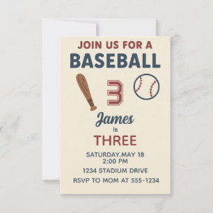 Convites Festa de baseball desportivo de aniversário de 3 a