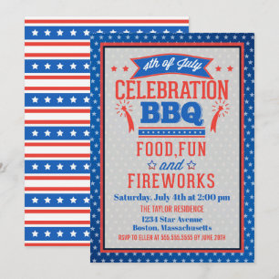 Convites Festa de BBQ do Dia 4 de Julho