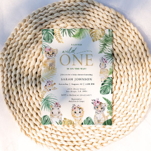 Convites Festa de Bebê Animais Safari Selvagem Um