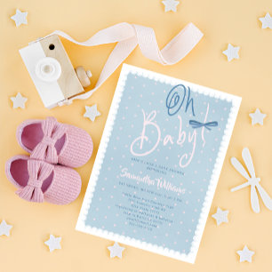 Convites Festa de Bebê Blue Jean Baby Pontos Rosa em Gênero