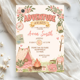 Convites Festa de Bebê Boho Pink Aventura Aguarda
