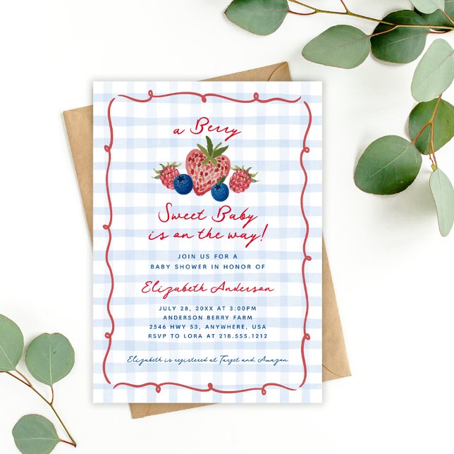 Convites Festa de Bebê Caprichosa e Doce com Desenhos à Mão (Quirky Hand Drawn Berry Sweet Baby Shower Invitation)