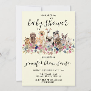 Convites Festa de Bebê celebração da Família de Animais de 