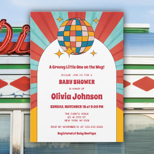 Convites Festa de Bebê com Música Rétro em Vinil dos Anos 6