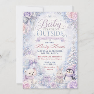 Convites Festa de Bebê de Inverno Baby É Frio Lá Fora