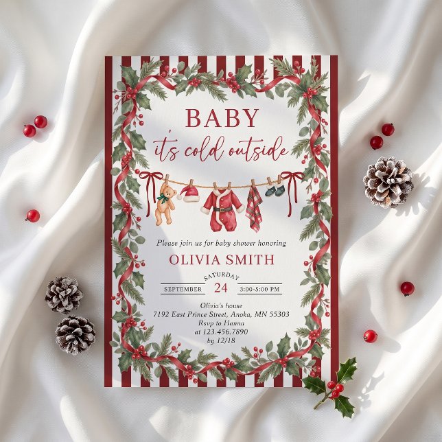 Convites Festa de Bebê de Natal Baby It's Cold Outside (Criador carregado)