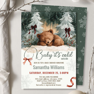 Convites Festa de Bebê: Está Frio Lá Fora Urso de Inverno B