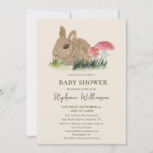 Convites Festa de Bebê Fall Bunny Woodland Cottage Core