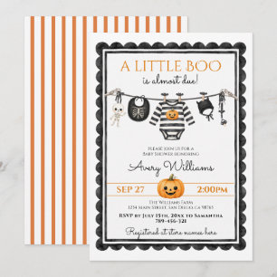 Convites Festa de Bebê Halloween Boo Pequenino Fofa