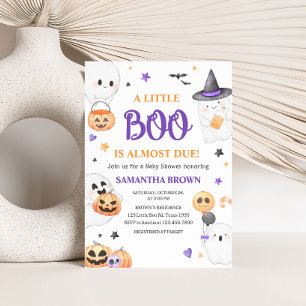 Convites Festa de Bebê Little Boo Halloween Ghost Roxo