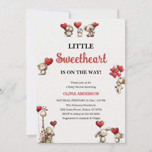 Convites Festa de Bebê Little Sweetheart Valentine com anim