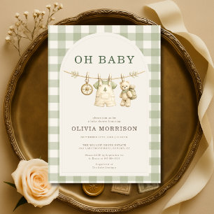 Convites Festa de Bebê Oh Baby Woodland Clothesline