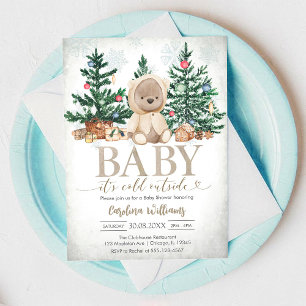 Convites Festa de Bebê Urso de Inverno Baby É Frio Lá Fora