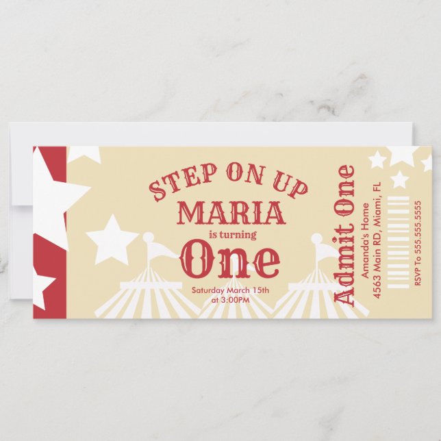 Convites Festa de Bilhete de Aniversário do Circo Moderno (Frente)