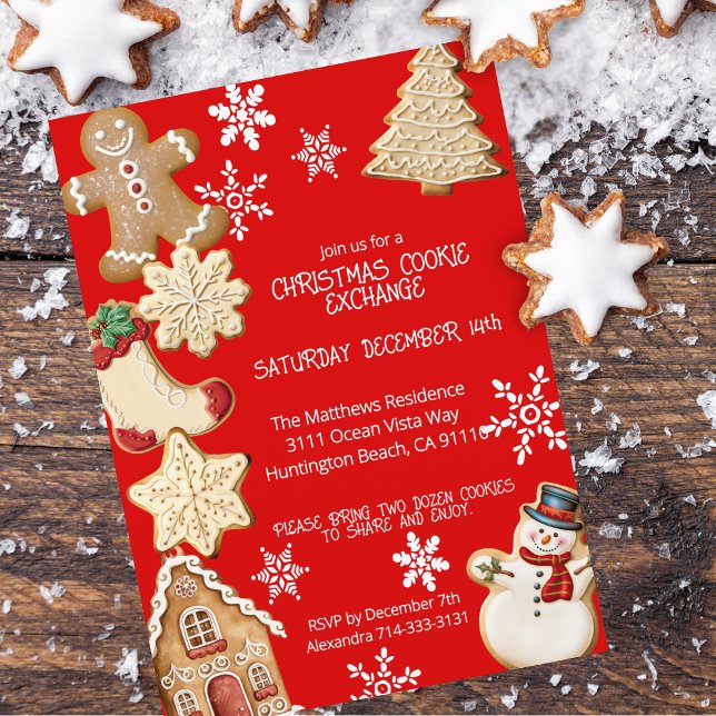 Convites Festa de Bolachas de Natal (The perfect invitation for a fun and festive cookie exchange.)