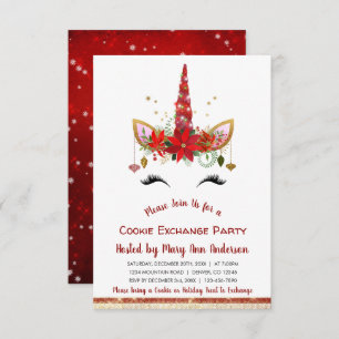Convites Festa de Bolachas de Natal do Unicórnio
